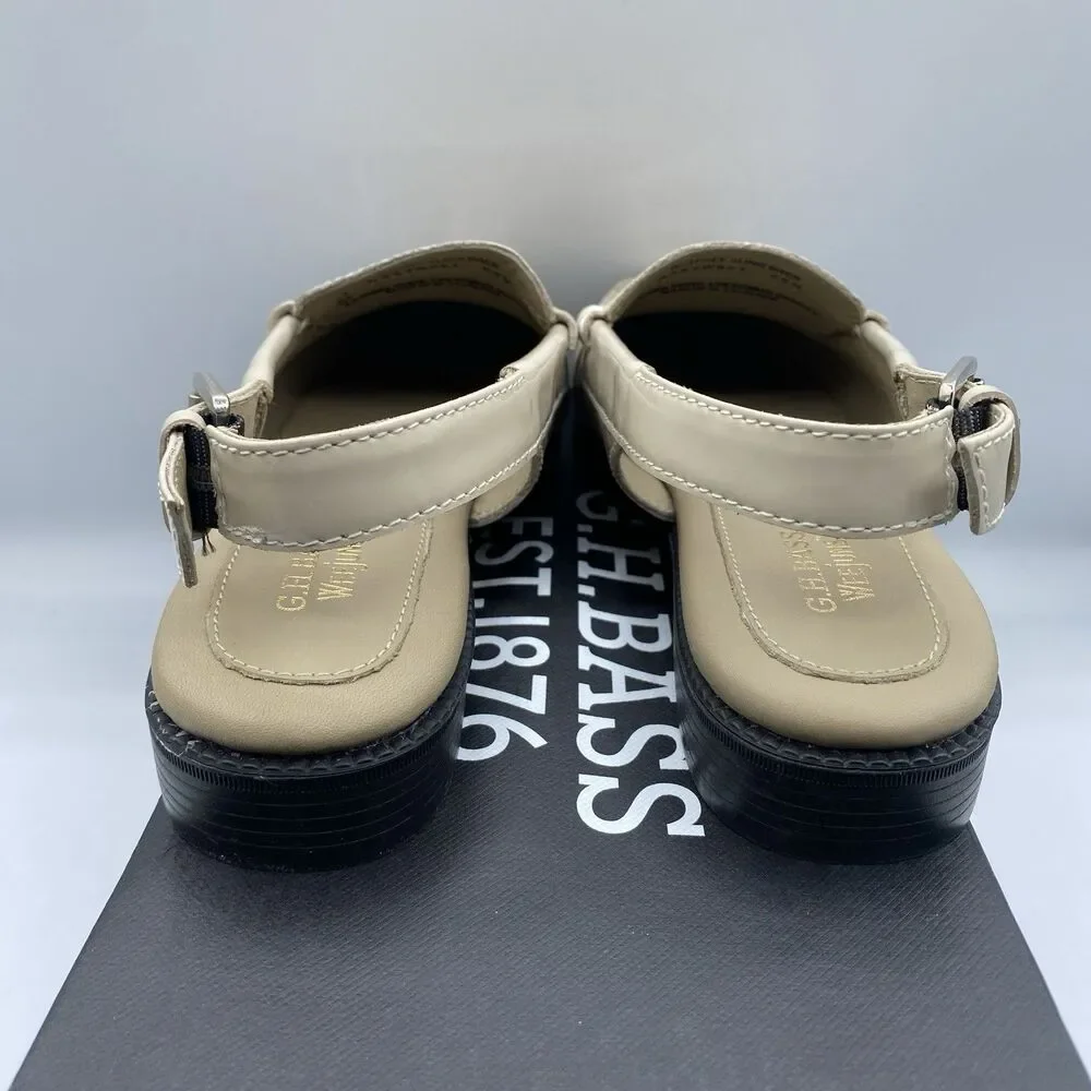GH Bass Weejuns Whitney Slingback Shoes Womens 6.5M Croco Beige Grey Patent NWB